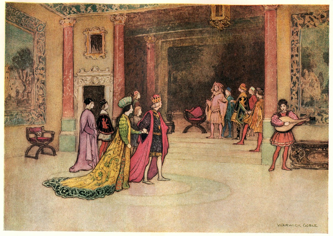 Warwick Goble - The King and Princess receiving Pippo at Court