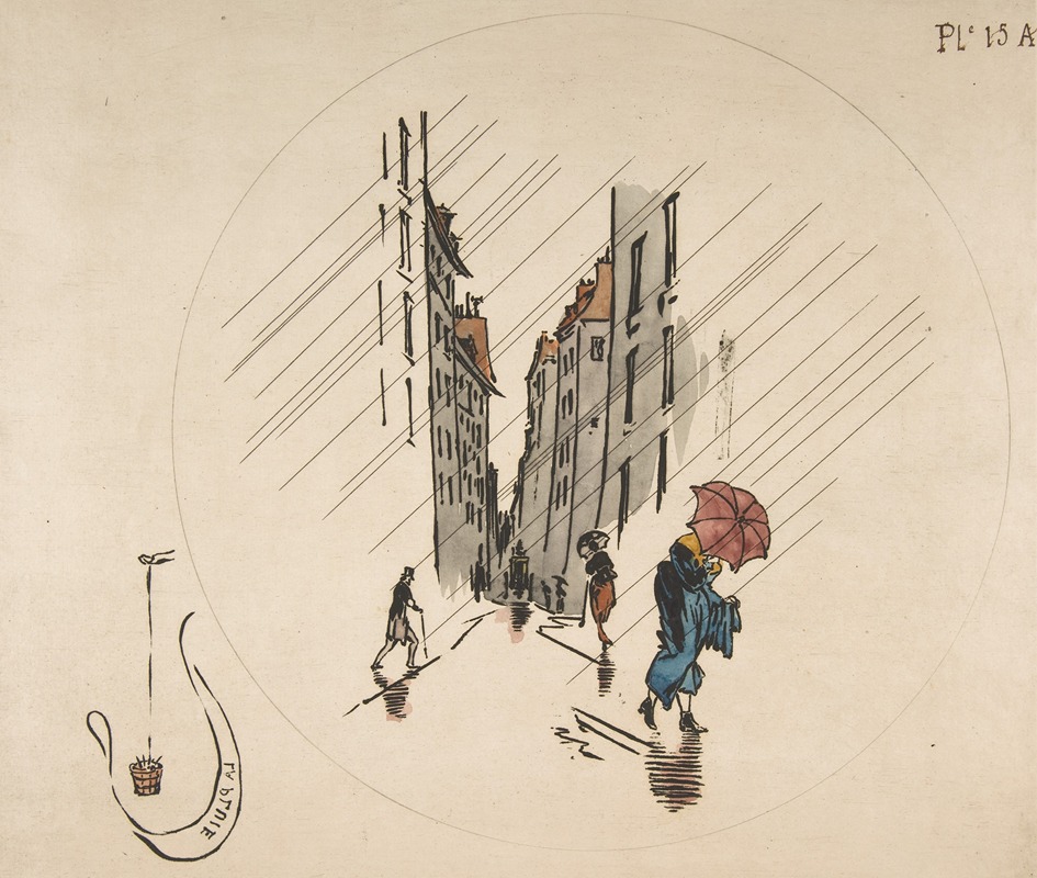 Félix Bracquemond - Decoration for a Plate; Rain