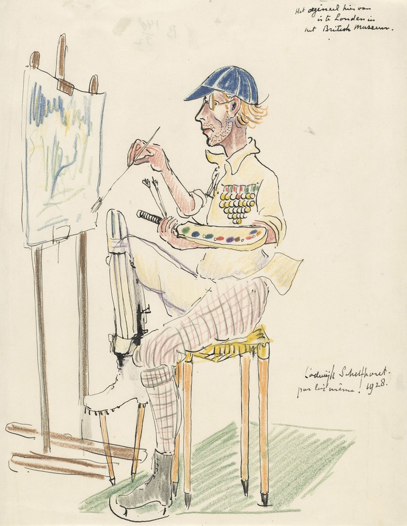 Lodewijk Schelfhout - Karikaturaal zelfportret