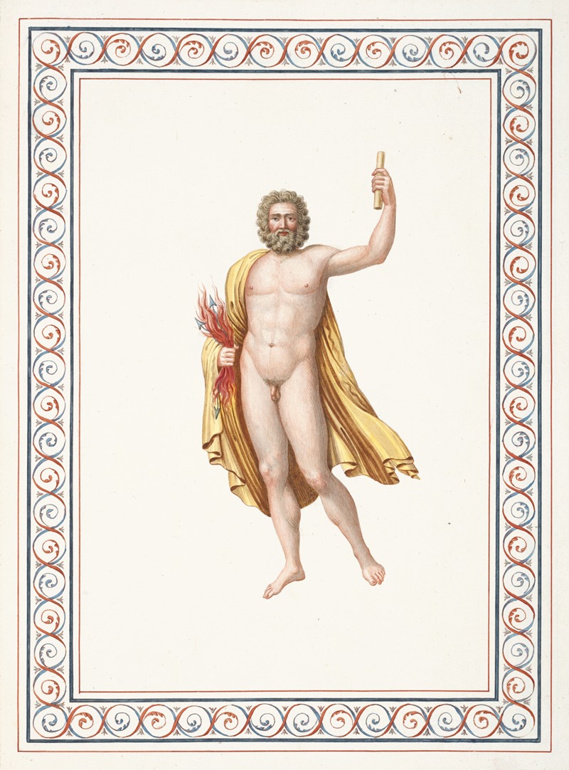 Pierre-Jean Mariette - Nude man holding flaming arrows