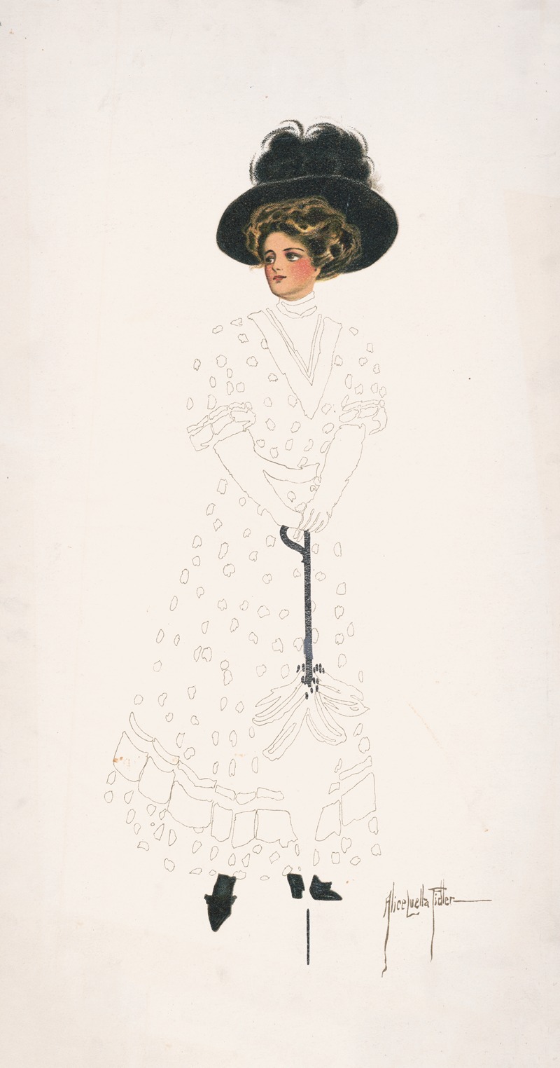 Alice Luella Fidler - Woman with hat and umbrella