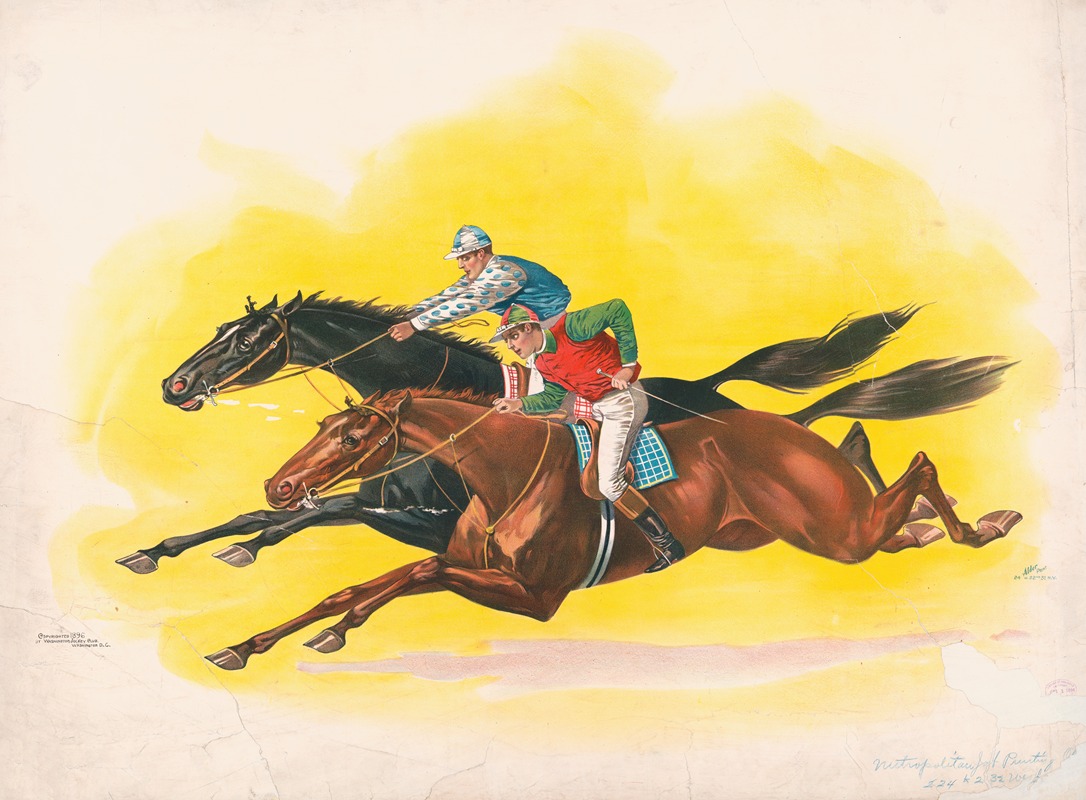 Anonymous - Two horses being ridden by jockeys