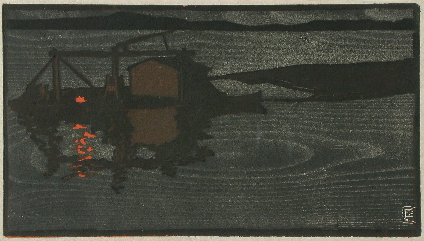 Eric O. W. Ehrström - Raft of Logs on a Lake at Night