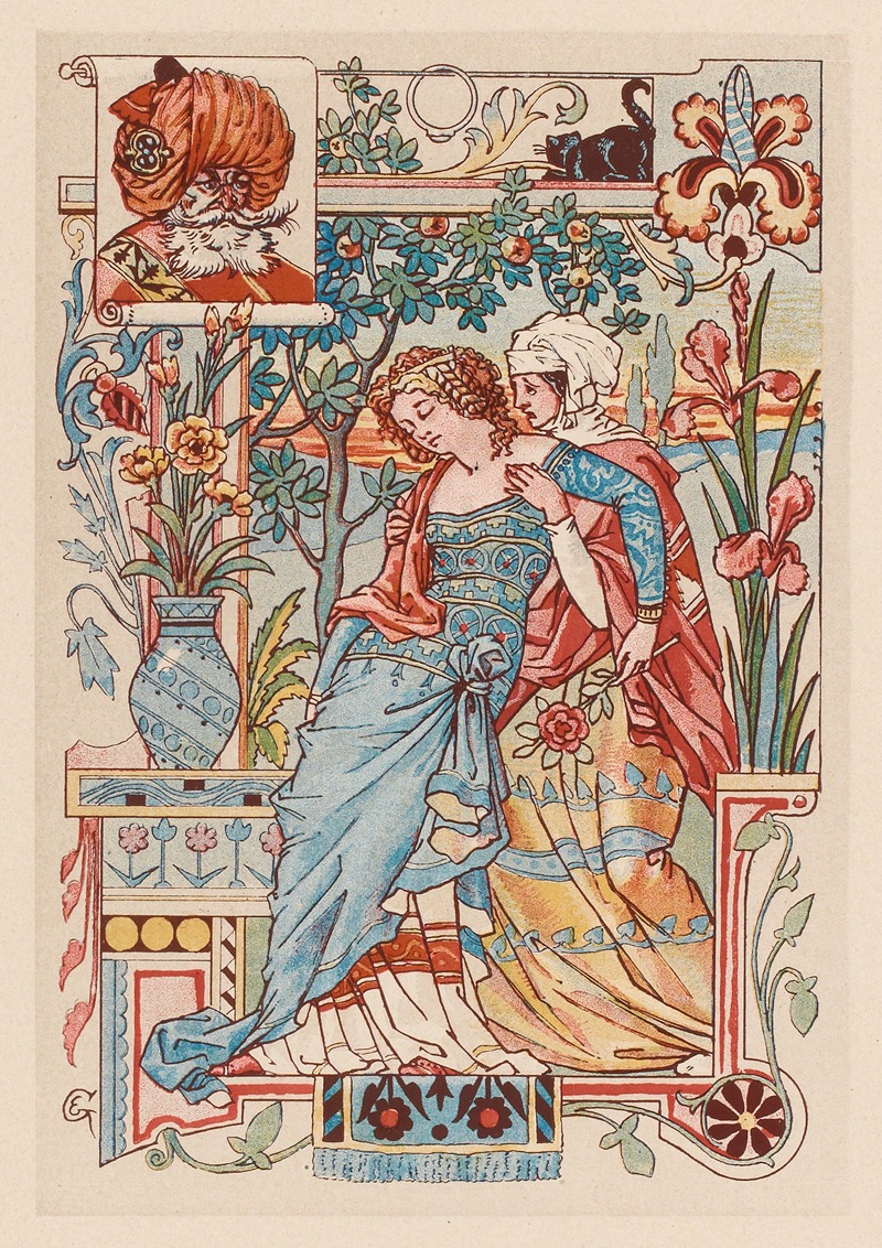 Eugène Grasset - Femme assoupie dans les bras de sa servante