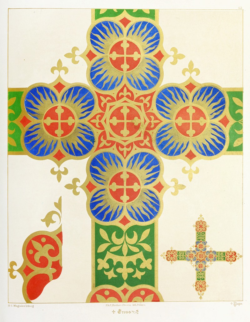 Augustus Pugin - A Cross for a Frontal or Vestment, with Five Crosses, Bayonne and Crowns.