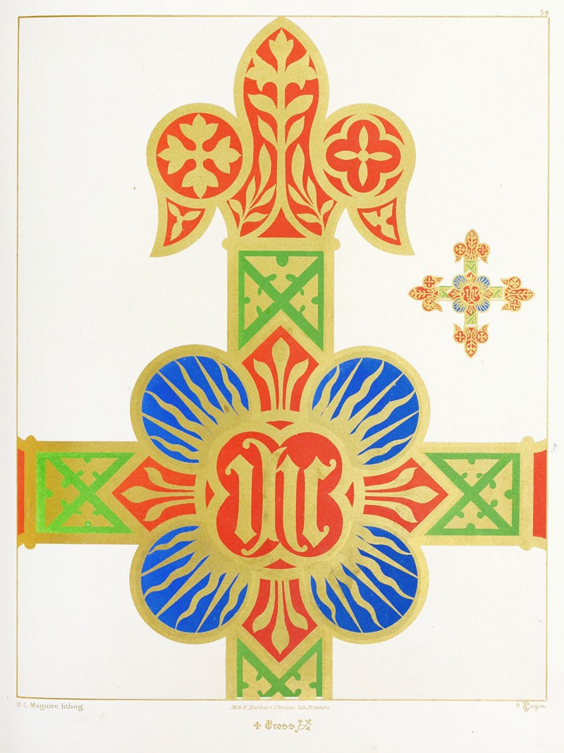 Augustus Pugin - A Cross for a Frontal or Vestment, with the Holy name in a Quatrefoil