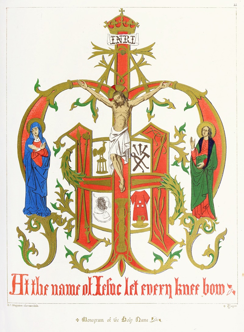 Augustus Pugin - A Monogram of the Holy Name, with our Lord, St. Mary, and St. John
