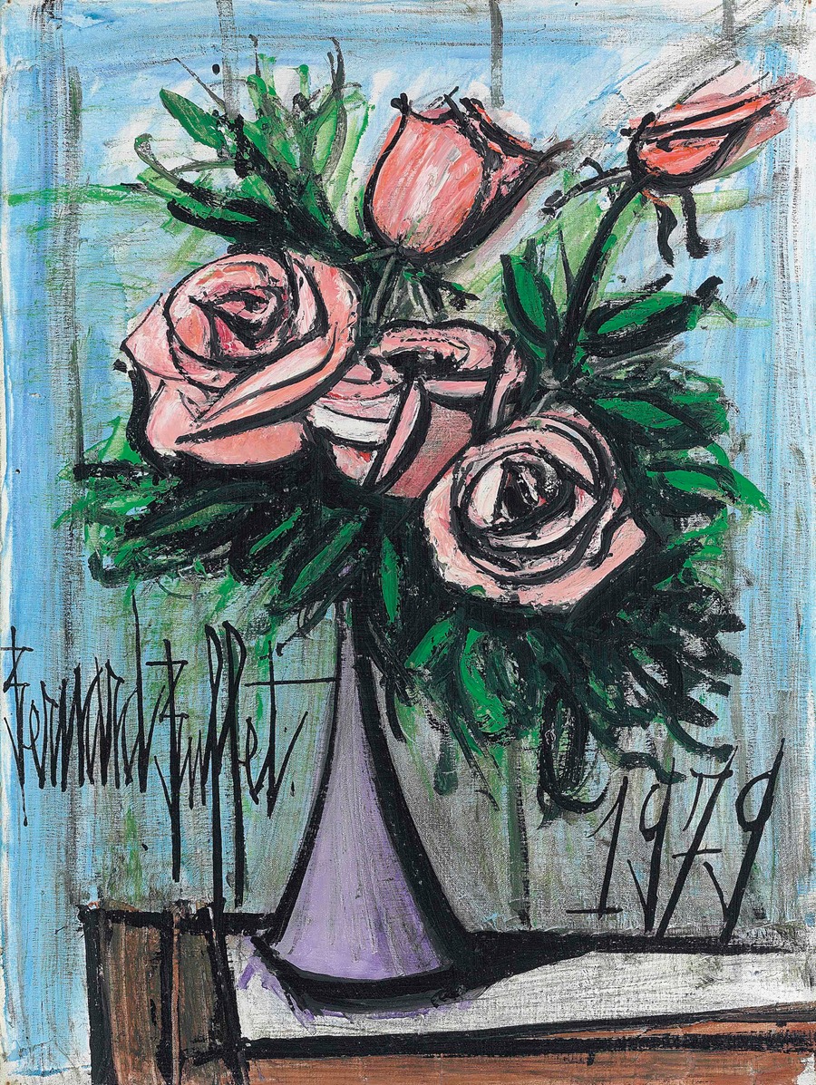 Roses roses by Bernard Buffet - Artvee