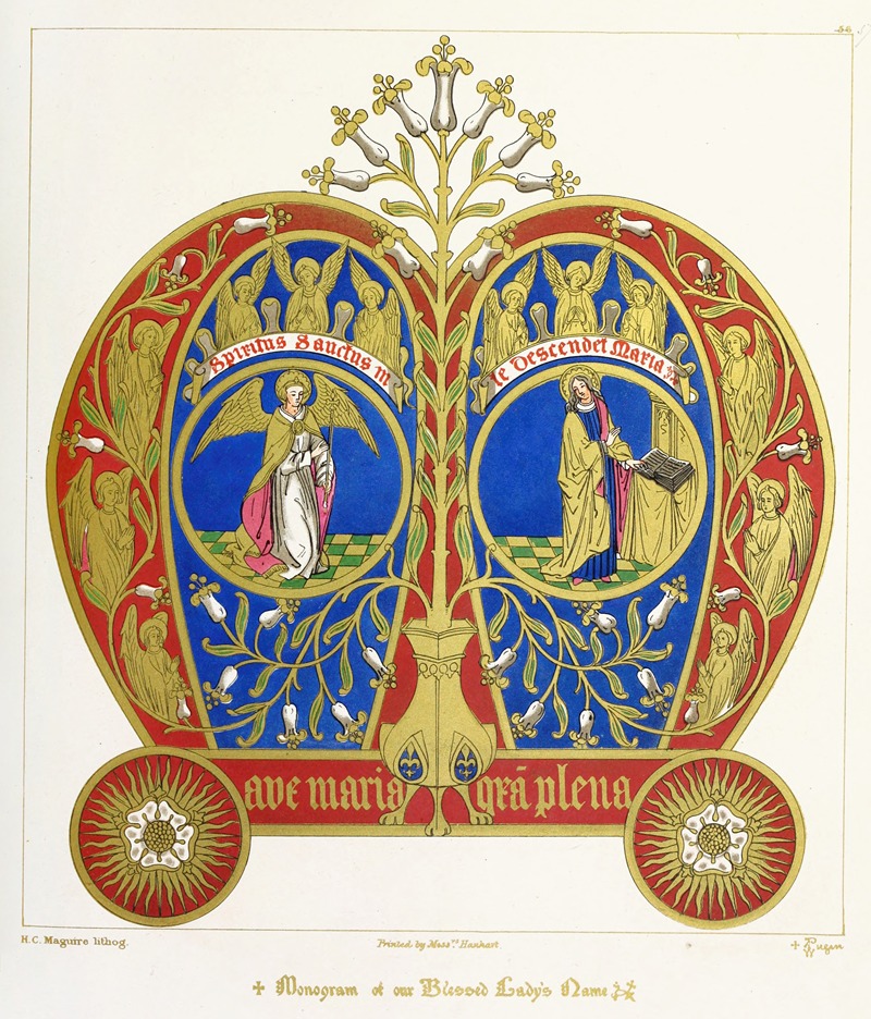 Augustus Pugin - Monogram of our Blessed Lady’s Name, with the Annunciation