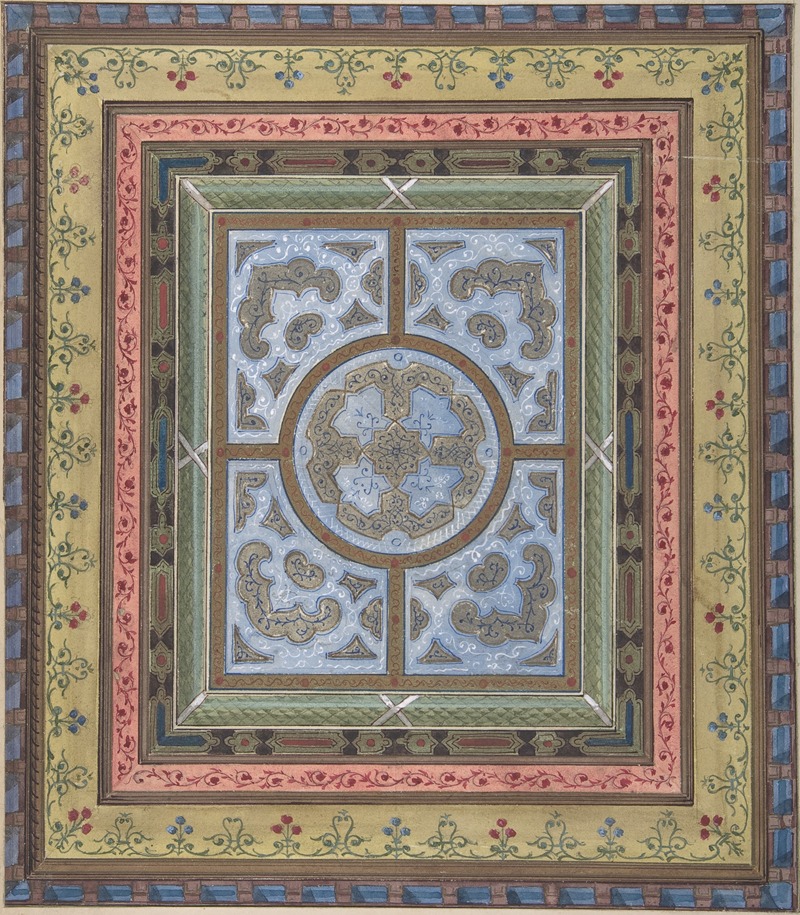 Charles Monblond - Design for Ceiling with Plant and Arabesque Decoration
