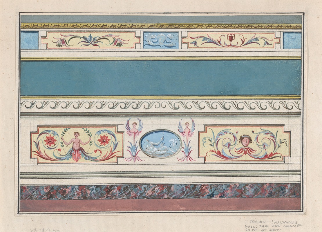 Guiseppe Mannocchi - Design for the Decoration of a Cornice and Dado with Neoclassical Motifs