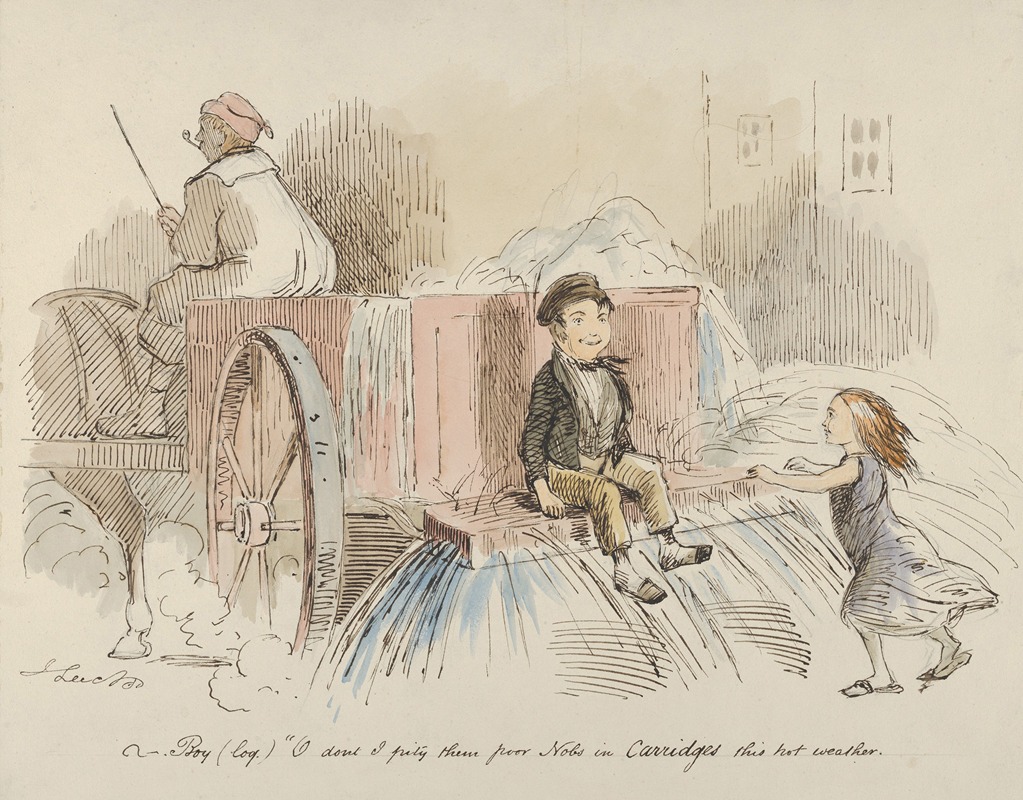 John Leech - Boy (loq.) O don’t I pity them poor Nobs in Carriages this hot weather
