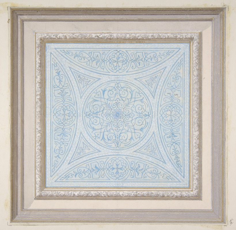 Jules-Edmond-Charles Lachaise - Design for a ceiling paianted in filagree patterns