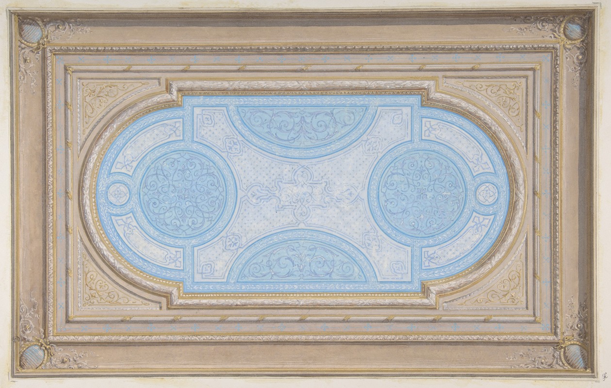 Jules-Edmond-Charles Lachaise - Design for a ceiling painted in filagree designs