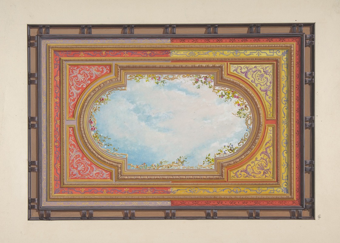 Jules-Edmond-Charles Lachaise - Design for a ceiling painted with trompe l’oeil clouds