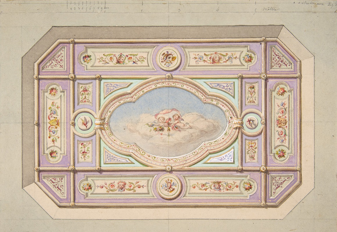 Jules-Edmond-Charles Lachaise - Design for a ceiling with putti
