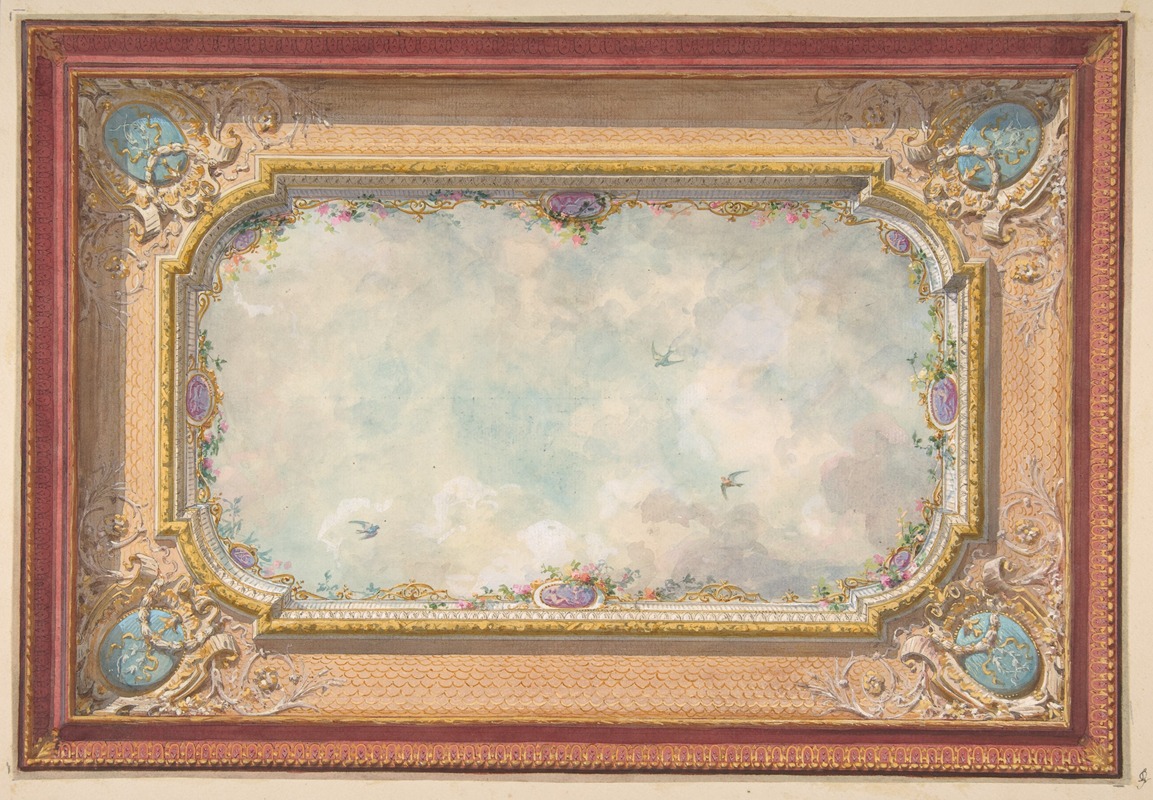 Jules-Edmond-Charles Lachaise - Design for a ceiling with trompe l’oeil sky