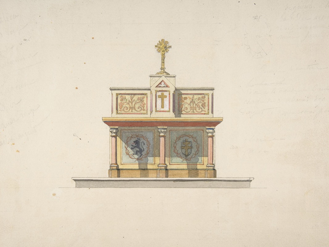 Jules-Edmond-Charles Lachaise - Design for an altar table surmounted by a crucifixion