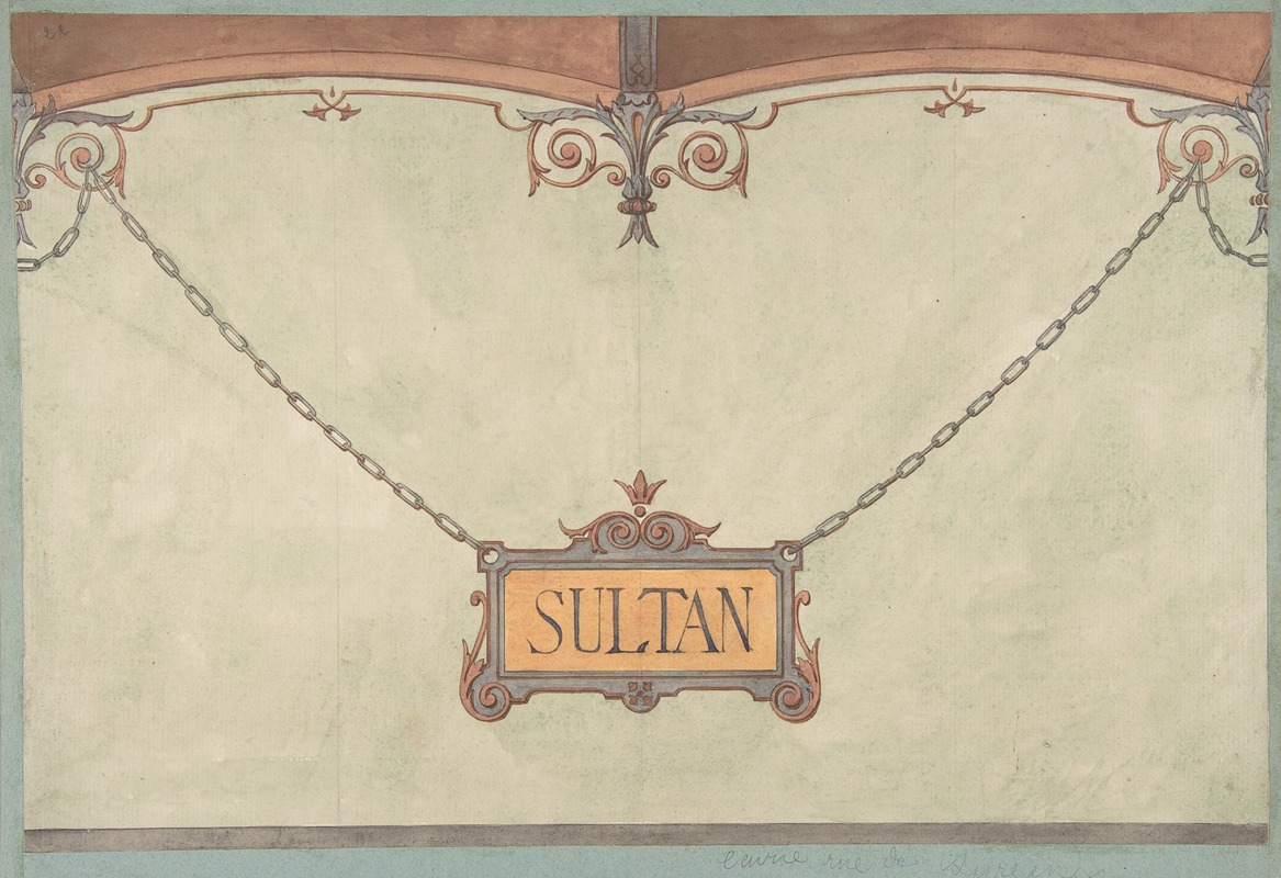Jules-Edmond-Charles Lachaise - Design for Decorated ‘Sultan’ Plaque for Stable Wall, Hôtel Candamo
