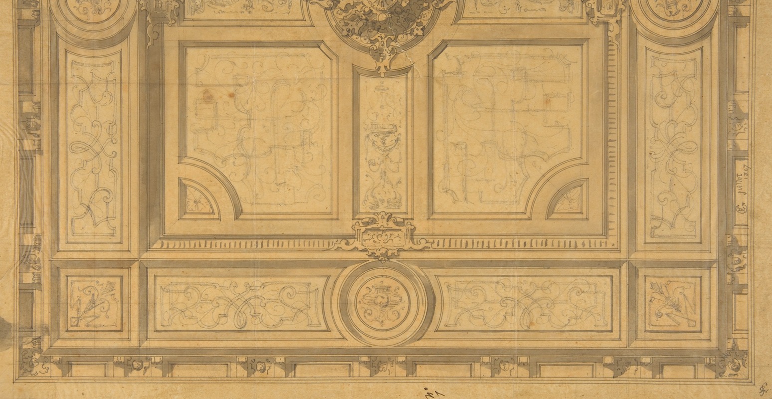 Jules-Edmond-Charles Lachaise - Design for Half of a Ceiling Decoration, Fontainbleau