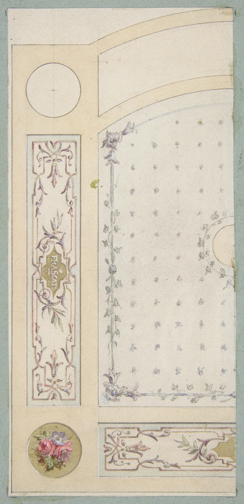 Jules-Edmond-Charles Lachaise - Design for painted decoration of wall or ceiling panels, including the word ‘Frascati’