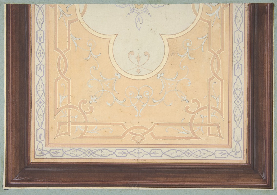 Jules-Edmond-Charles Lachaise - Design for the decoration of a ceiling with strapwork and rinceaux