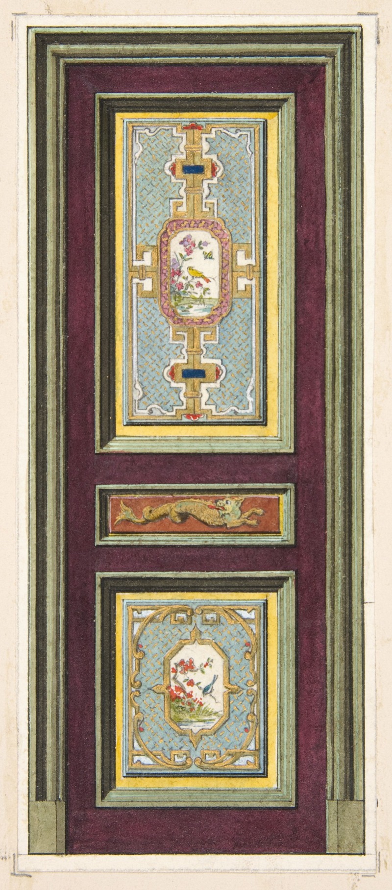 Jules-Edmond-Charles Lachaise - Design for the decoration of a door with Chinese motifs