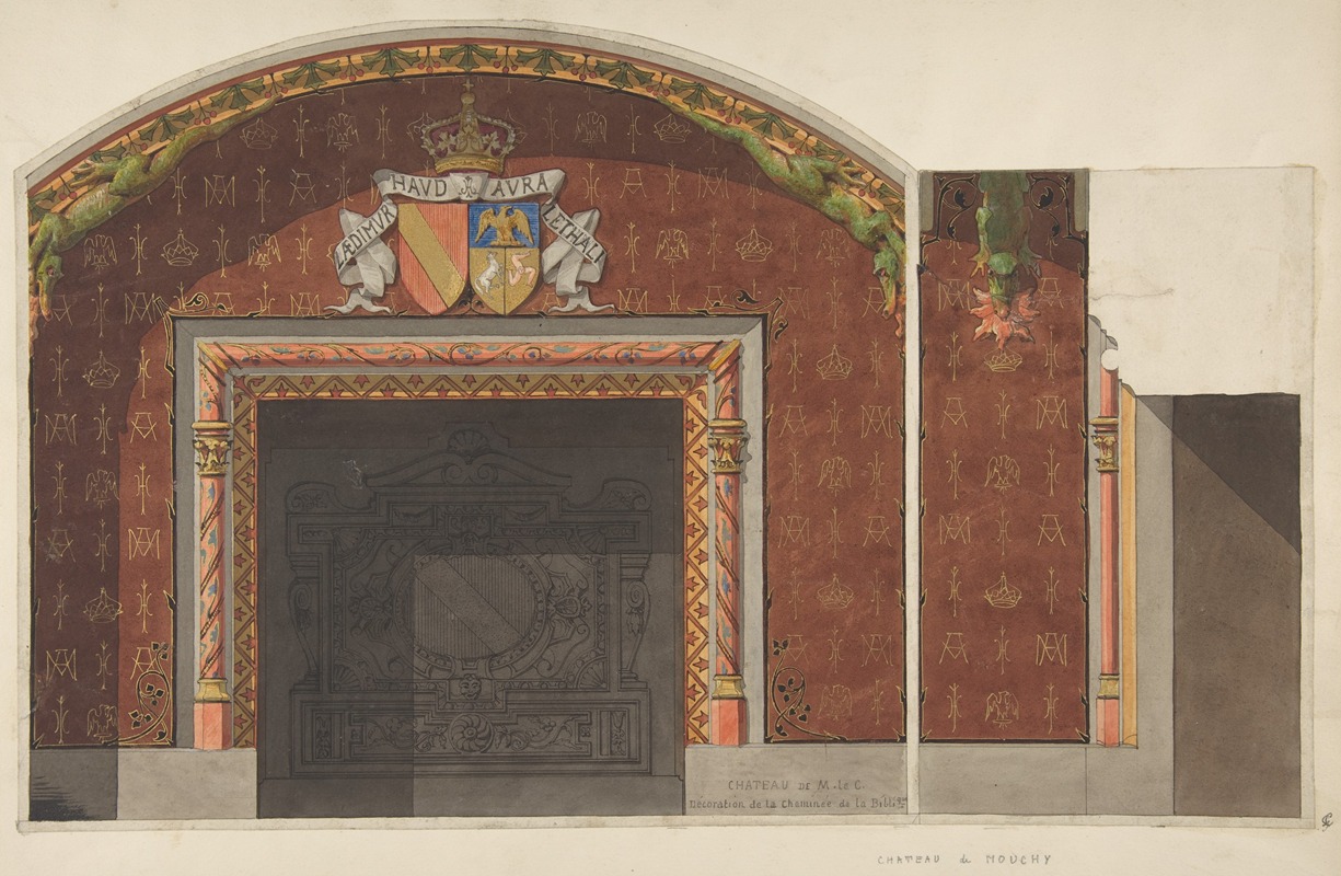 Jules-Edmond-Charles Lachaise - Design for the decoration of the fireplace in the library of the Chateau de Mouchy