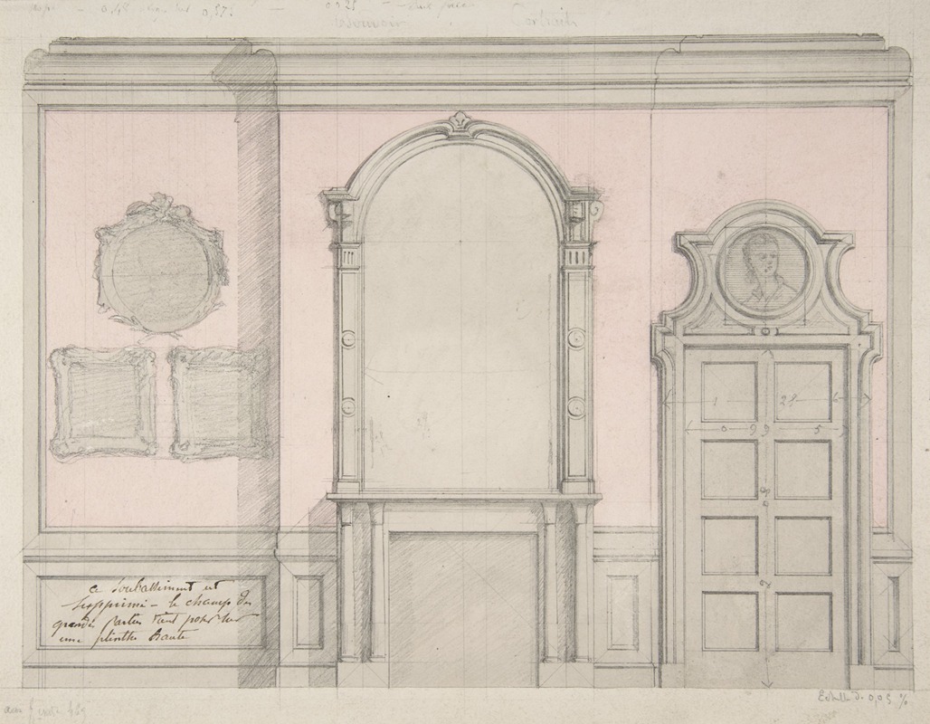 Jules-Edmond-Charles Lachaise - Design for treatment of a chimney-piece and adjacent door