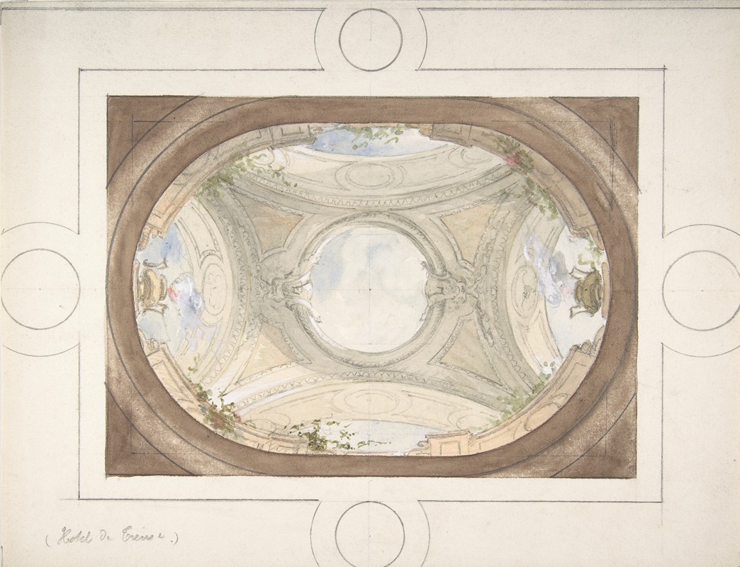 Jules-Edmond-Charles Lachaise - Design for Trompe L’Oeil Ceiling for Dining Room, Hôtel de Trévise