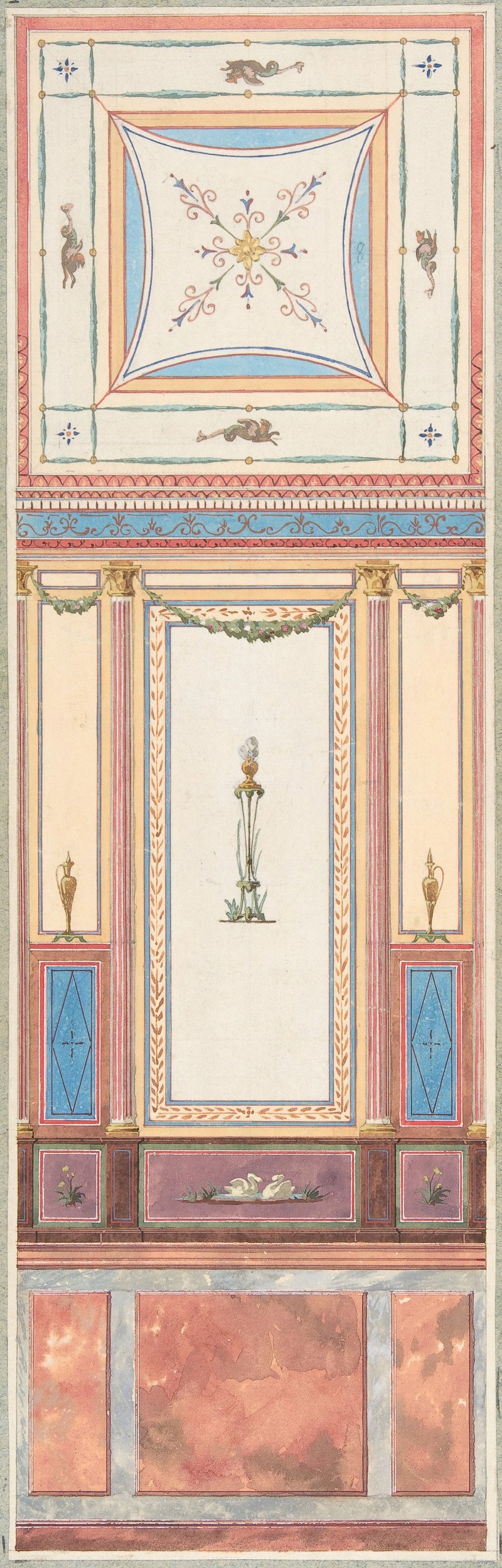 Jules-Edmond-Charles Lachaise - Design for Wall Paneling and Ceiling in Pompeiian Style, The Deepdene, Dorking, Surrey