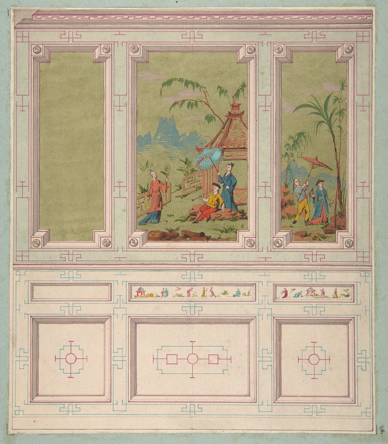 Jules-Edmond-Charles Lachaise - Design for wall panels decorated with Chinoiserie scenes