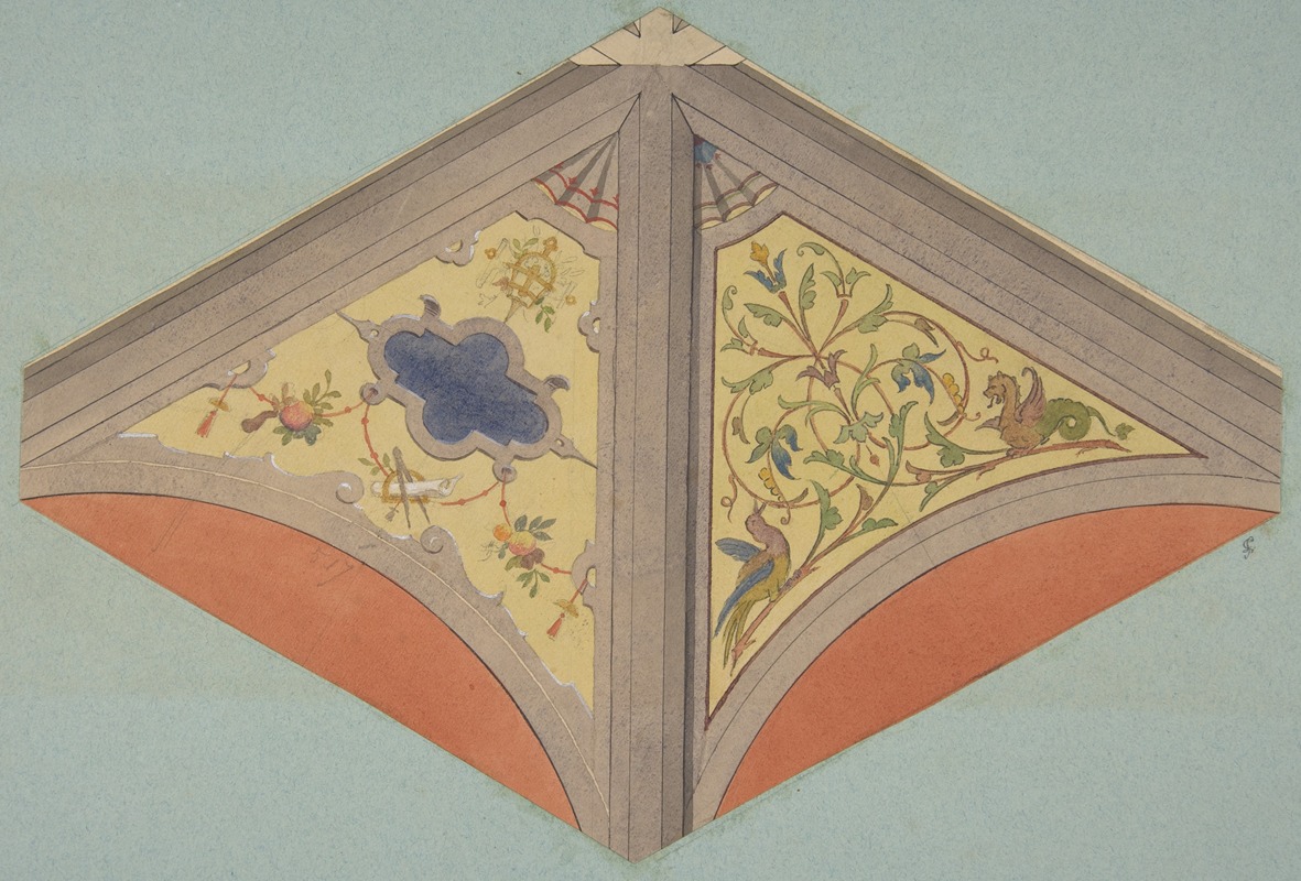 Jules-Edmond-Charles Lachaise - Designs for the painted decoration of a vaulted ceiling