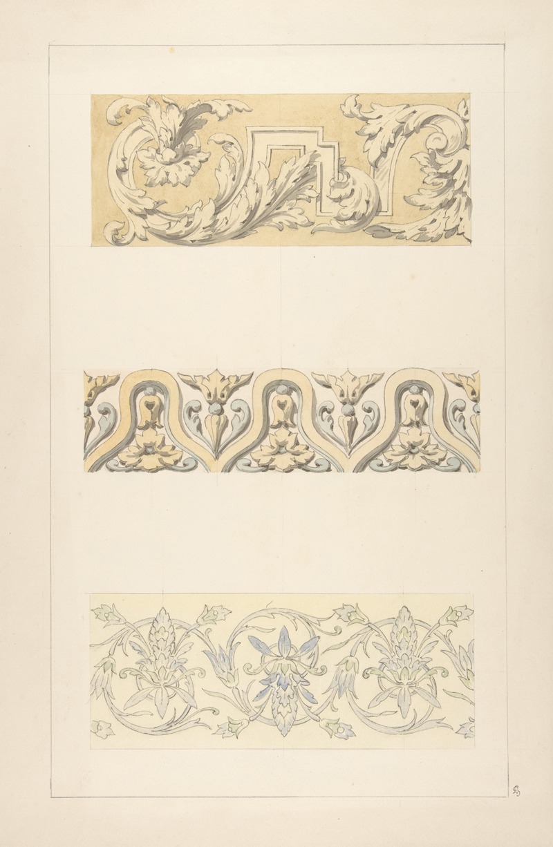 Jules-Edmond-Charles Lachaise - Three designs for decorative borders