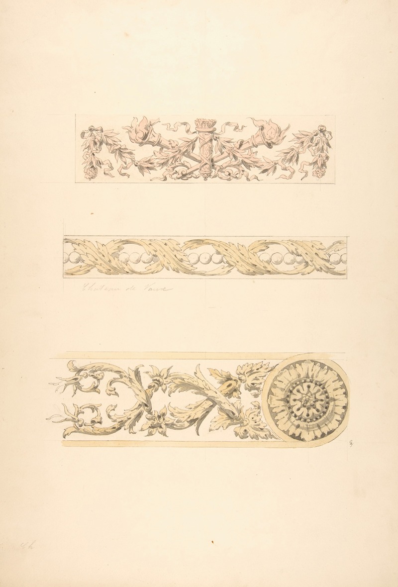 Jules-Edmond-Charles Lachaise - Three ornamental motifs in rococco style