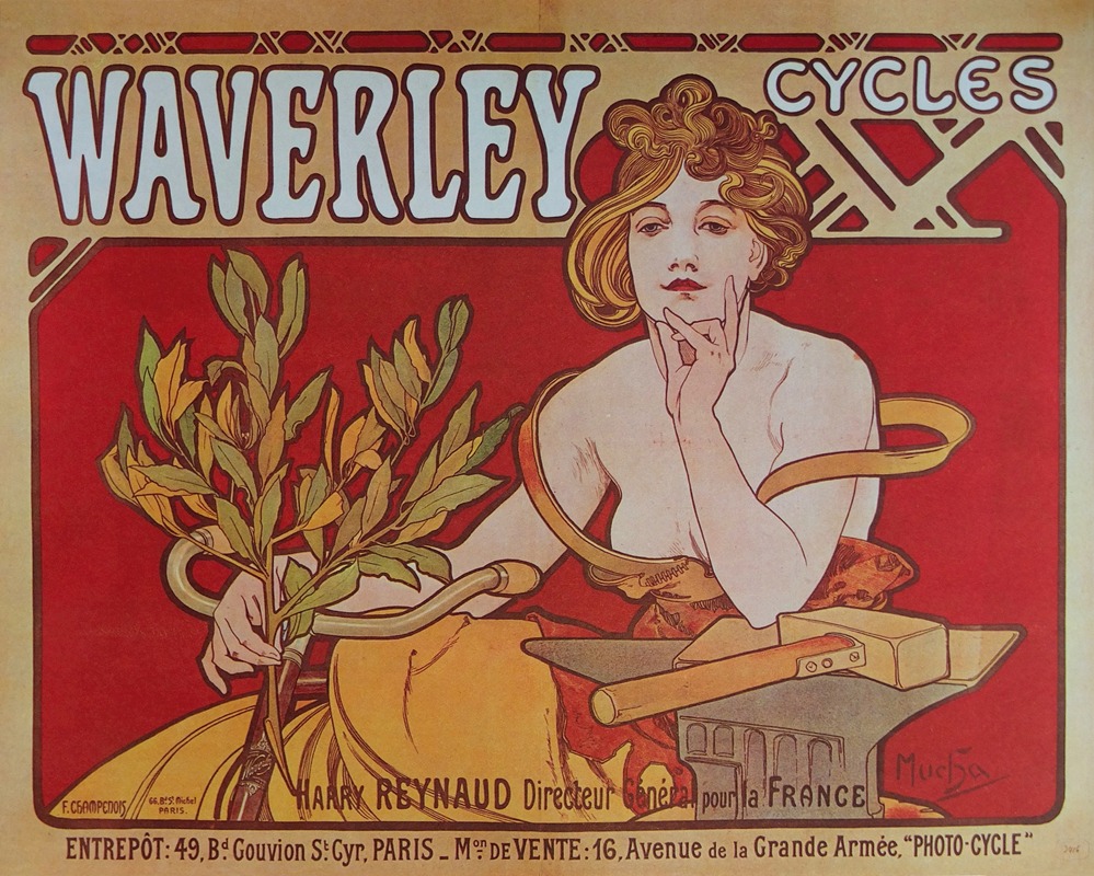 Alphonse Mucha - Cycles Waverley Paris.
