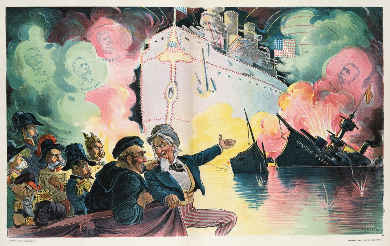 Udo Keppler - Celebrating July 4th, 1898 – ‘the triumph of the American battle-ship’