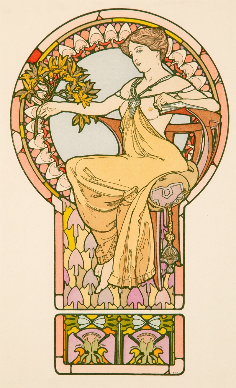 Alphonse Mucha - Seated Woman, plate no. 48 from Documents Décoratifs