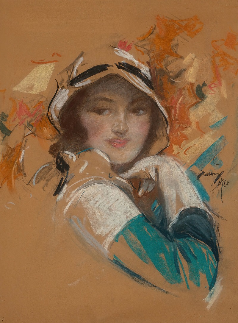 Harrison Fisher - Young Beauty in Bonnet