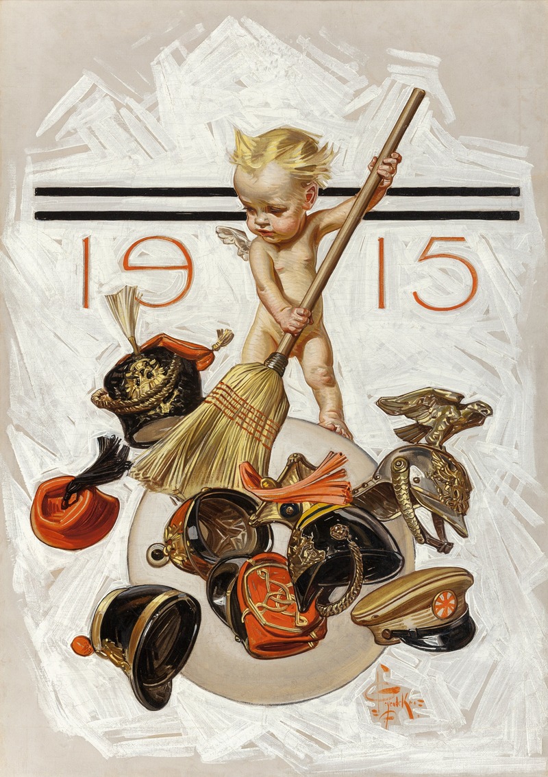 Joseph Christian Leyendecker - New Year’s Baby (Cleaning Up)