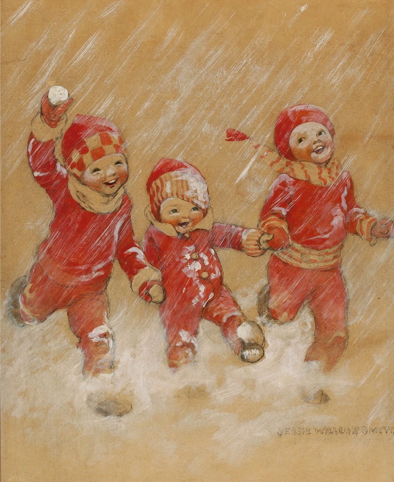 Jessie Willcox Smith - Children Playing in the Snow