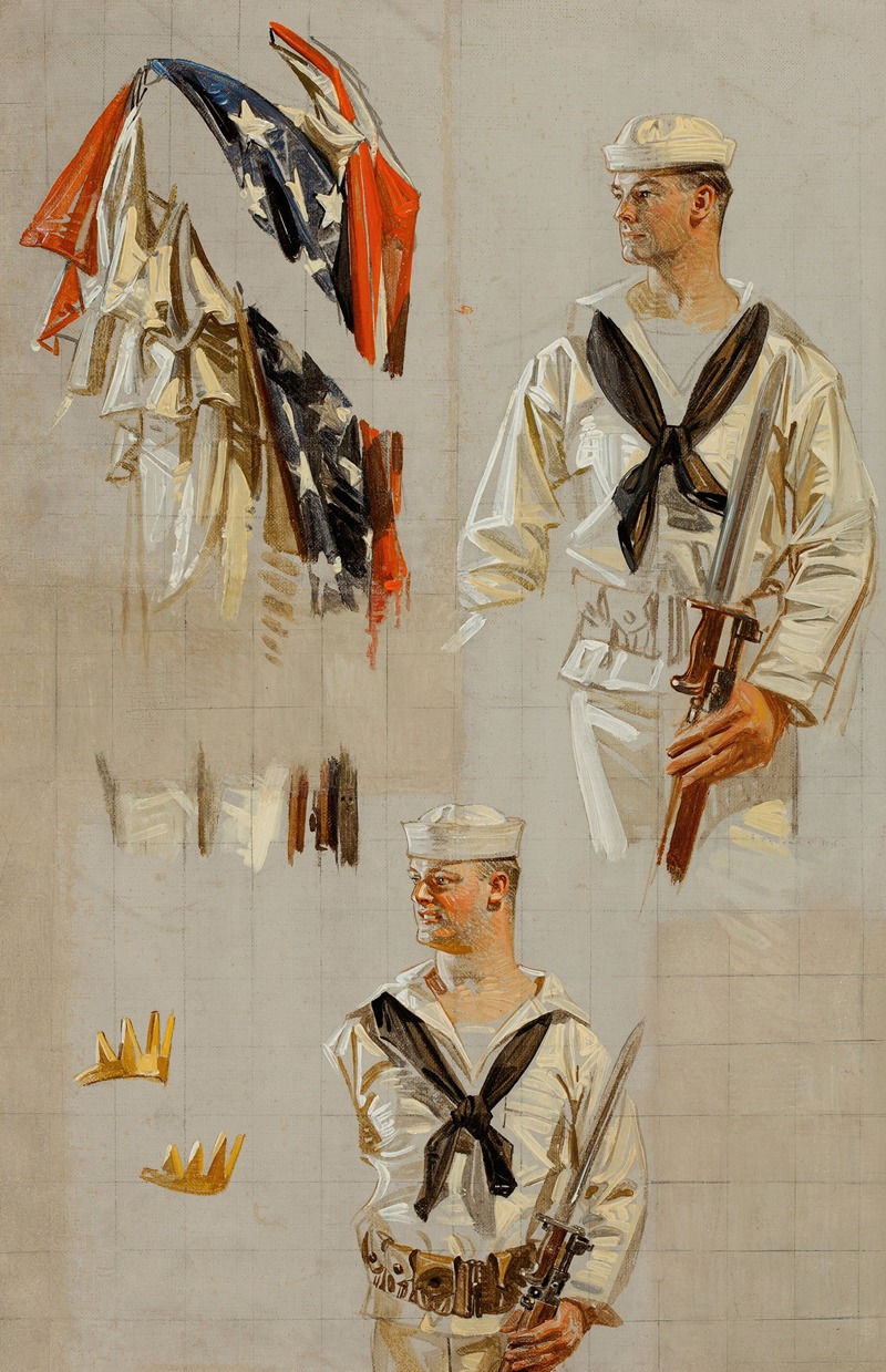 J.C. Leyendecker - World War I Navy poster, preliminary studies