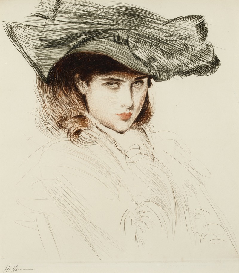 Paul César Helleu - Portrait of a Young Lady with Hat