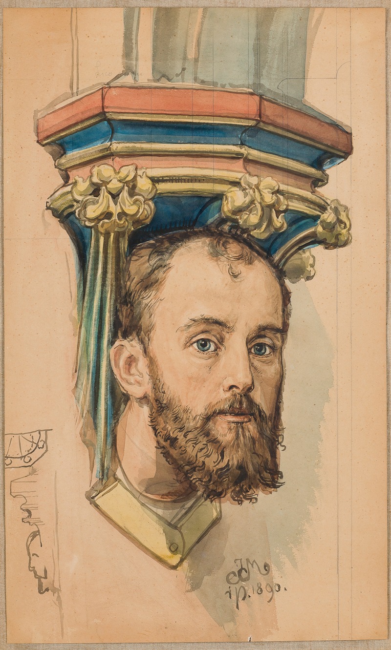 Jan Matejko - Console in the shape of a male head (portrait of T. Stryjeński)