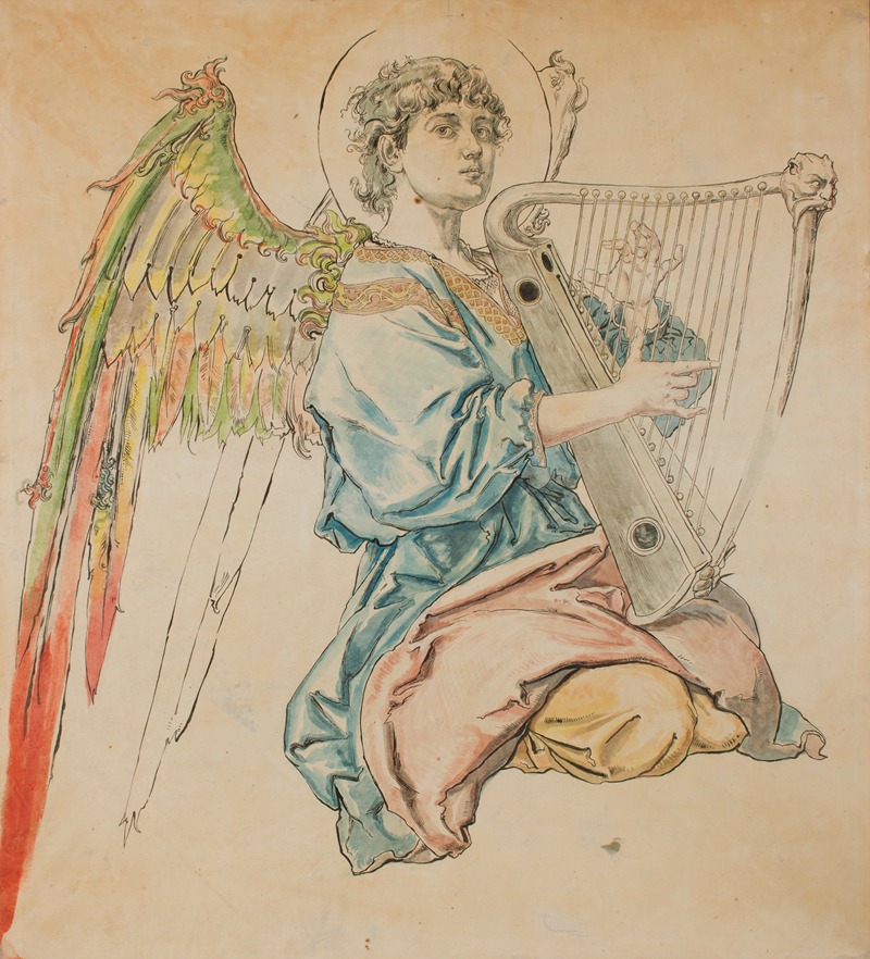 Jan Matejko - Figure of an Angel Playing the Lute