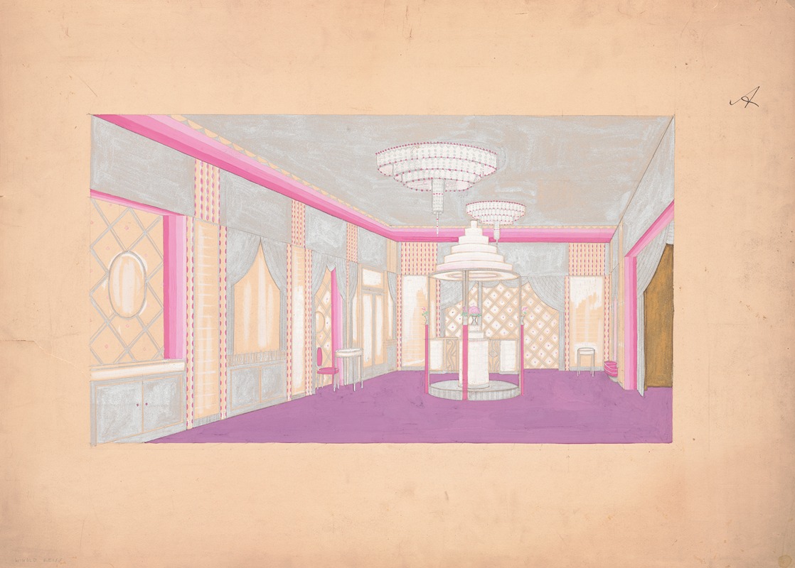 Winold Reiss - [Design for the Lentheric Salon, Fifth Ave. & 58th St., Savoy-Plaza Hotel, New York, NY.] [Perspective rendering