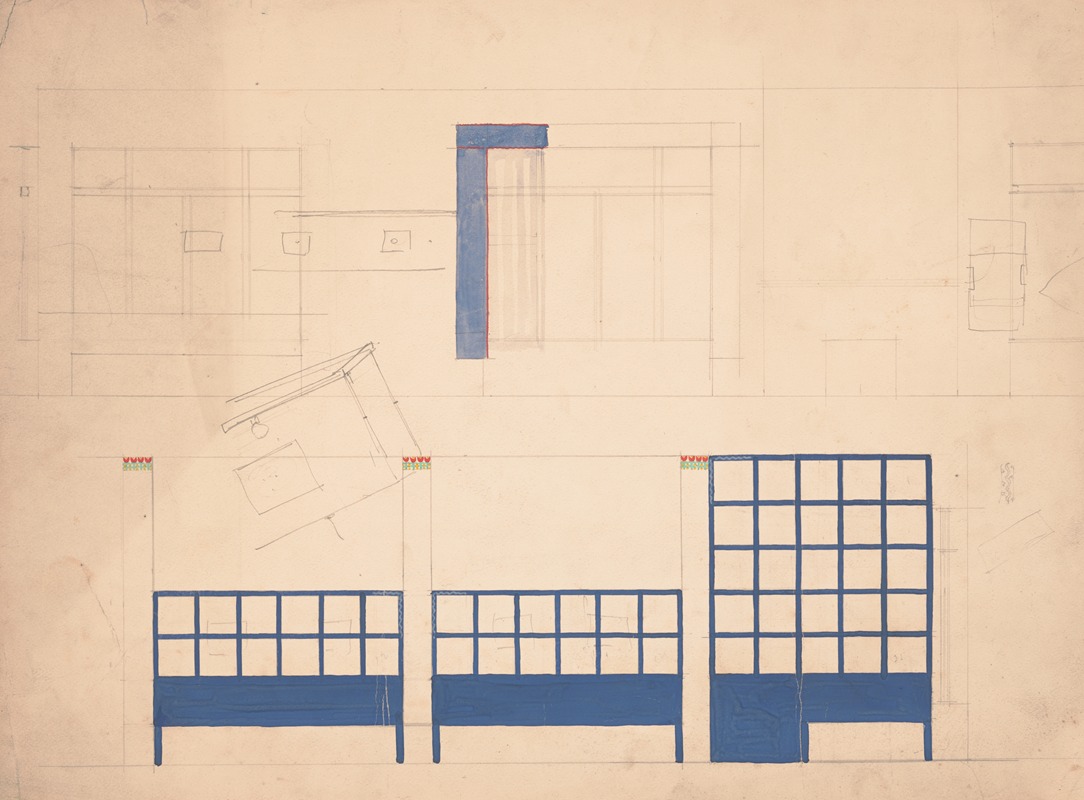 Winold Reiss - Designs for unidentified restaurant interior, possibly Elysée restaurant, 1 East 56th St., New York, NY.] [Drawing of restaurant details