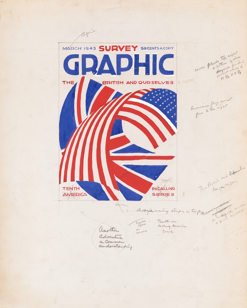Winold Reiss - Graphic design for cover of Survey Graphic Magazine; ‘The British and Ourselves’