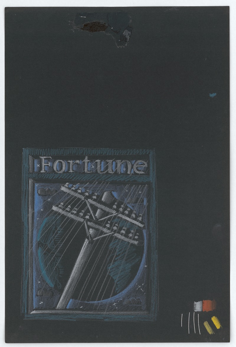 Winold Reiss - Graphic designs for Fortune magazine.] [Studies for cover drawn on black paper