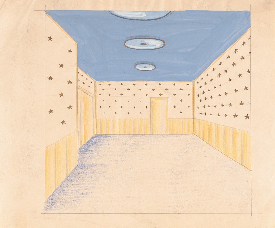 Winold Reiss - Interior design drawings for unidentified rooms.] [Sketch for unidentified room with starred walls